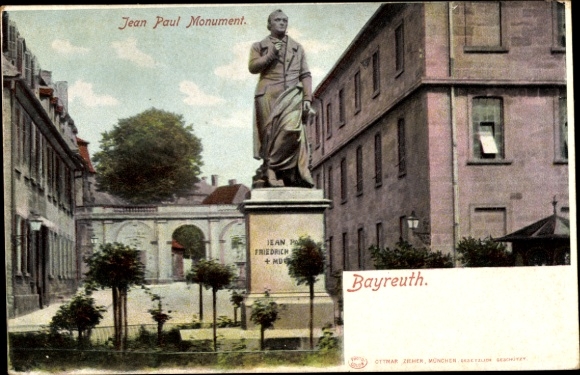 Ak Bayreuth in Opper-Franken, Jean Paul Monument, Standbeeld, Bayreuth