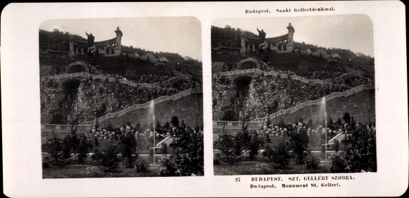Stereo photo Budapest Hungary, 1906, St.-Gellert-Denkmal