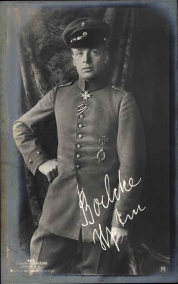 Ak Jagdflieger Oberleutnant Oswald Boelcke, Pour le Mérite, Eisernes Kreuz, Sanke 363