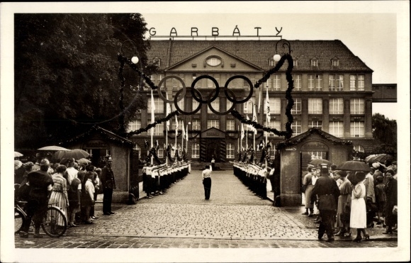 Ak Berlin Pankow, Zigarettenfabrik Garbaty, Olympische Spiele 1936, Festschmuck