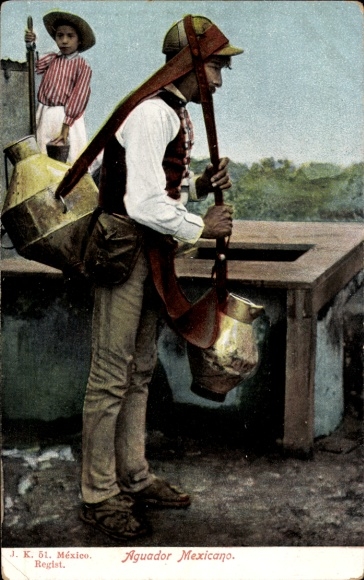 Postcard Mexico, Aguador Mexicano, Water Carrier, Mexican