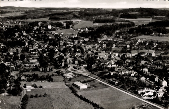 Postcard Waldbröl in the Oberbergischer Kreis, aerial photograph