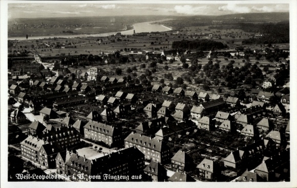 Postcard Leopoldshöhe Weil am Rhein, aerial photograph