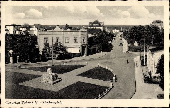 Postcard Baltic resort Dahme in Holstein, monument place
