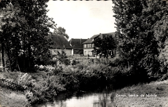 Postcard Zeven in Lower Saxony, partial view, Bach Mehde