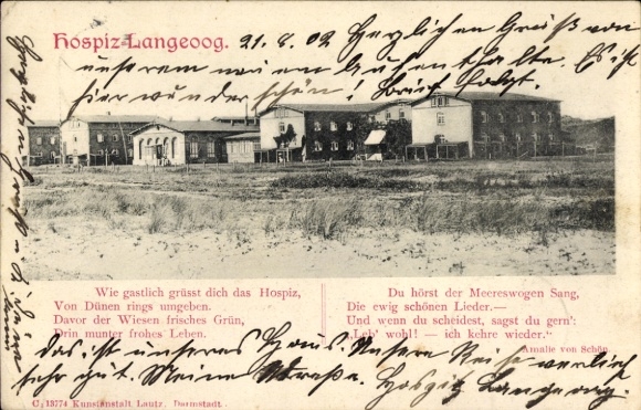 Postcard North Sea resort Langeoog East Frisia, hospice