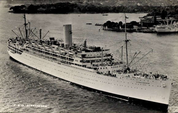 Ak Steamer Stratheden, stoomschip, P&O