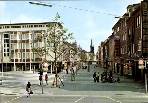 Viersen in North Rhine-Westphalia, main street with modern architecture, pedestrian zone, trees, ...