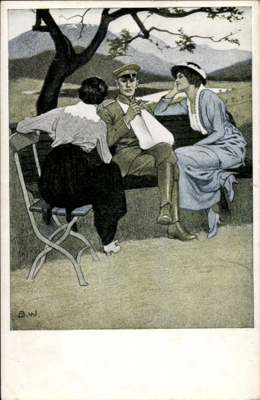 KP artystyczna Wennerberg, Bruno, w domu, ranny żołnierz, dwie kobiety