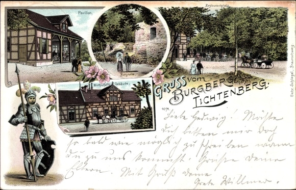 Chromo-Litho Lichtenberg Salzgitter in Lower Saxony, Burgberg, economy, pavilion