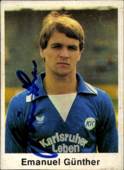 Sammelbild Fußballspieler Emanuel Günther und Jürgen-Michael Galbierz, Karlsruher SC