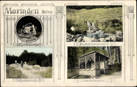 Passepartout Postcard Moringen Lower Saxony, Ducksteine, Ducksteinquelle, refuge
