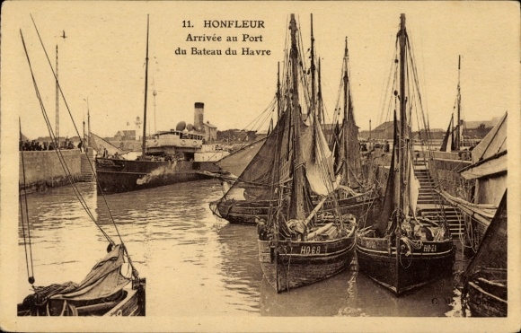 Ak Honfleur Calvados, Hafenansicht, Schiffe,  Bateau du Havre