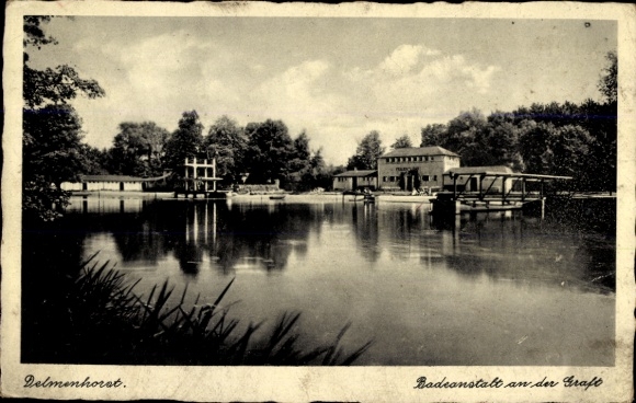 Postcard Delmenhorst in Lower Saxony, bathing establishment on the Graft