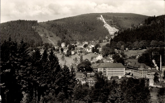 Ak Georgenthal Klingenthal in het Vogtland, gedeeltelijk uitzicht, Große Aschberg-Schanze