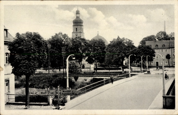 Postcard Oberkotzau on the Saale, New Saale Bridge
