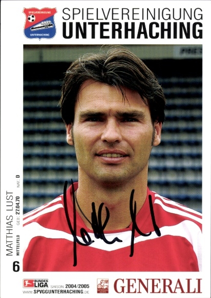 Autograph card footballer Matthias Lust, SpVgg Unterhaching, autograph