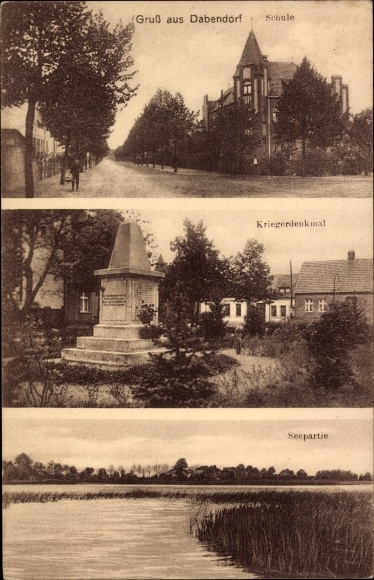 PC Dabendorf Zossen in Brandenburg, school, war memorial, lakeside
