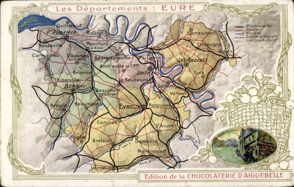 Maps Postcard Eure, Evreux, Chocolaterie d'Aiguebelle