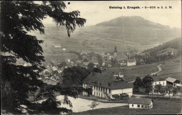Ak Geising Altenberg Erzgebirge, Talansicht, Panorama vom Ort, Kirche