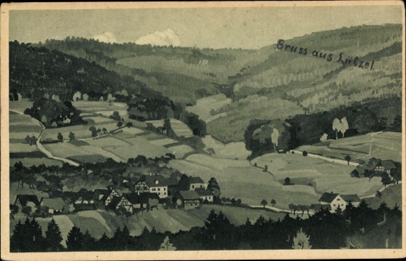 Postcard Lützel in the Spessart Biebergemünd Hesse, general view
