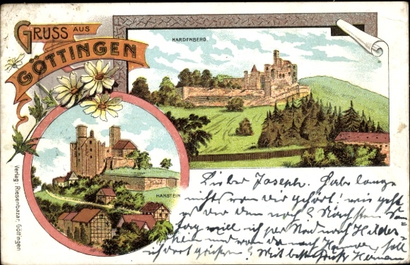 lito pozdrowienia z Getyngi, zamku Hardenberg i Hanstein
