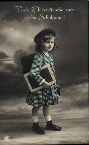 PC Congratulations on your first day of school, girl with slate, NPG 788/1