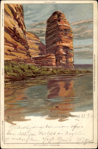 Artysta lito Biese, C., wyspa Helgoland na Morzu Północnym, Mnich widziany z wody