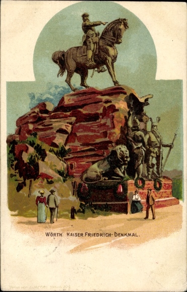 Chromo-Litho Wœrth Wörth an der Sauer Alsace Bas Rhin, Kaiser Friedrich monument