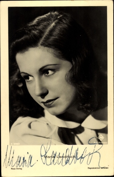 Ak Schauspielerin Maria Landrock, Portrait, UFA Film, Ross A 3209 2, Autogramm