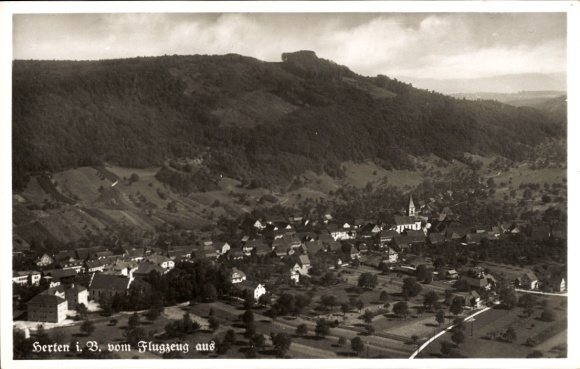Ak Herten Rheinfelden in Baden, Fliegeraufnahme