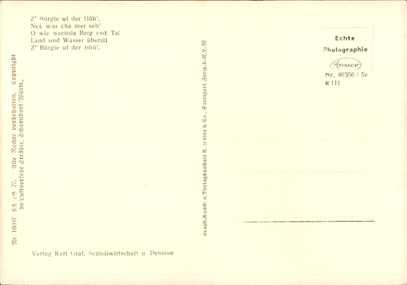 Postcard Obereggenen Schliengen in the Black Forest, Bürgeln Castle, aerial photograph