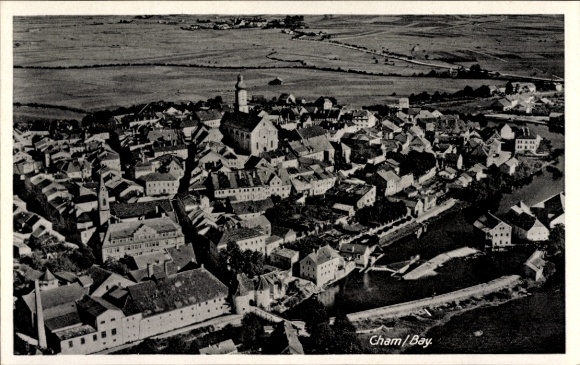 Ak Cham in de Opper-Palts, luchtfoto