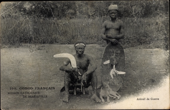 Ak Brazzaville Französisch Kongo, Attirail de Guerre, Mission Catholique