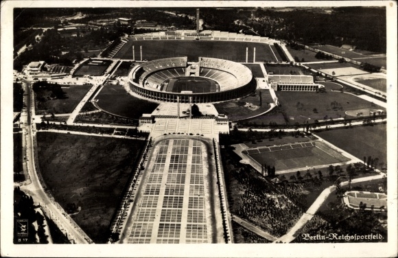 PC Berlin Charlottenburg, aerial photograph of the Olympic Stadium, arena, Reichssportfeld