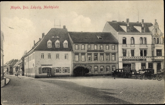 Postcard Mügeln district of Leipzig in northern Saxony, market square