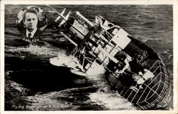 SS Flying Enterprise, sinking, January 9, 1952, Captain Carlsen