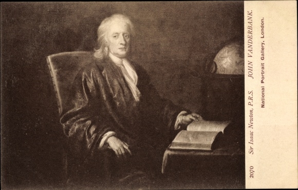 Postcard portrait of Isaac Newton