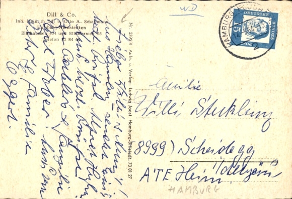 Postcard Hamburg Altona Nienstedten, Dill & Co, The local restaurants with pastry shop