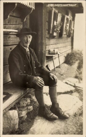 Postcard Gastein costume, old man in folk costume