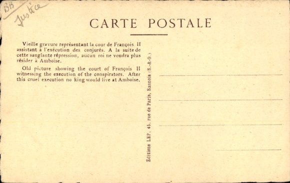 CPA La Conjuration d'Amboise, d'apres une gravure ancienne