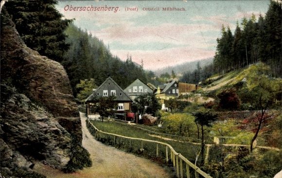 Ak Mühlbach Obersachsenberg Klingenthal in het Vogtland Saksen, nederzetting