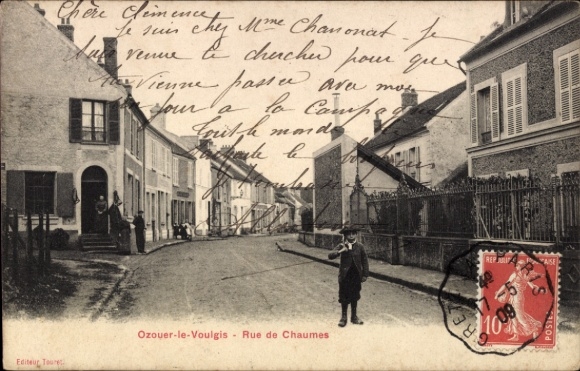 Ak Ozouer le Voulgis Seine et Marne, Rue de Chaumes