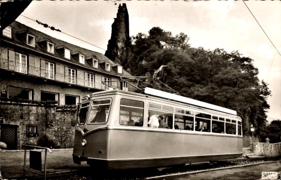 Ak Königswinter am Rhein, Tram, Hotel-Restaurant Drachenfels,  Gebäude, Natur