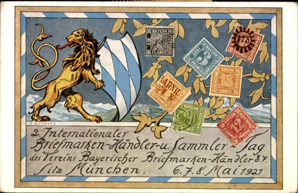 Herb znaczka artysty KP Bungerza, Monachium, Dzień znaczkodawców i kolekcjonerów 1921