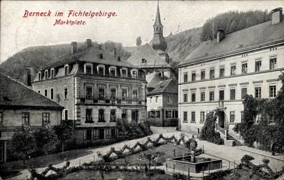 Postcard Bad Berneck in the Fichtelgebirge Bavaria, market square