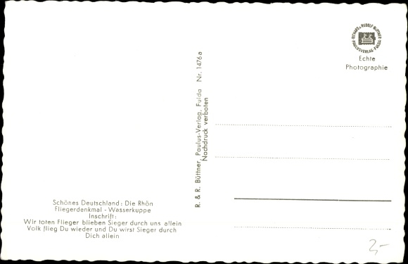 Ak Gersfeld in der Rhön Hessen, Wasserkuppe, Fliegerdenkmal, Segelflieger