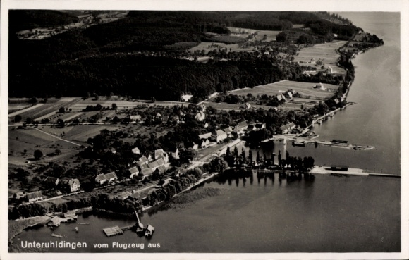 Postcard Unteruhldingen Uhldingen Mühlhofen am Bodensee, aerial photograph