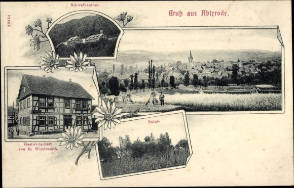 Ak Abterode Meißner Hesse, Schwalbental, herberg H. Windemuth, kasteelruïne