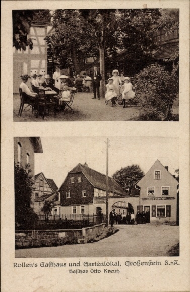 Postcard Großenstein in Thuringia, Rollen's inn and garden restaurant